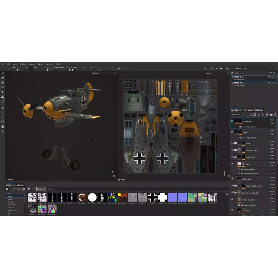 Messerschmitt Bf-109 3D Model – Toon Low Poly Game Asset, FBX