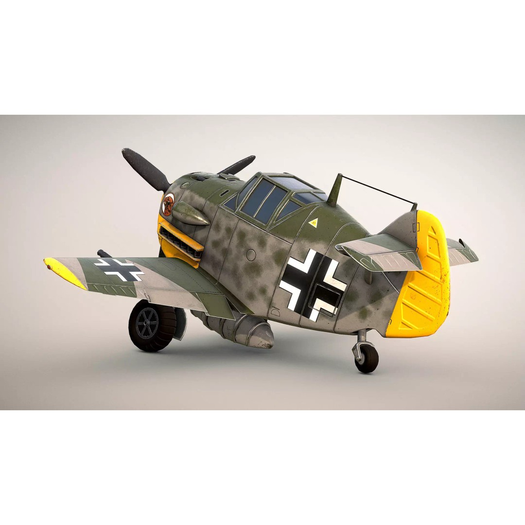Messerschmitt Bf-109 3D Model – Toon Low Poly Game Asset, FBX - View 4