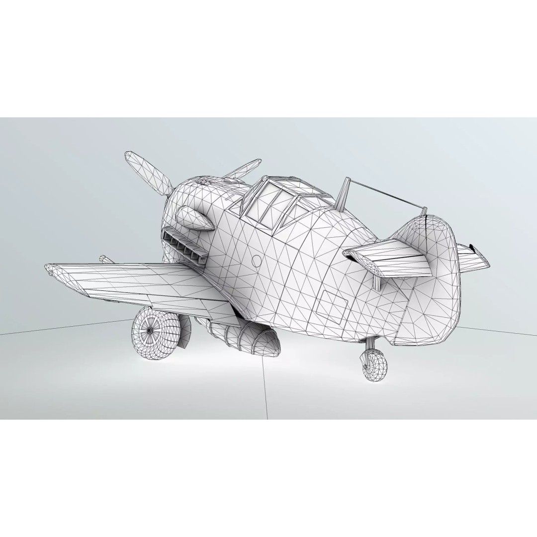 Messerschmitt Bf-109 3D Model – Toon Low Poly Game Asset, FBX - View 5