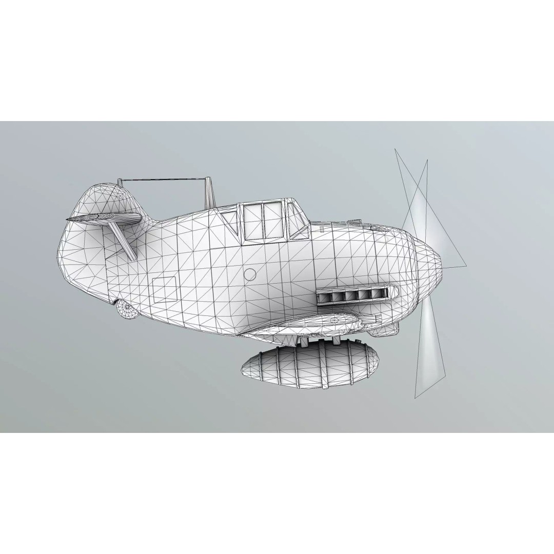 Messerschmitt Bf-109 3D Model – Toon Low Poly Game Asset, FBX - View 7