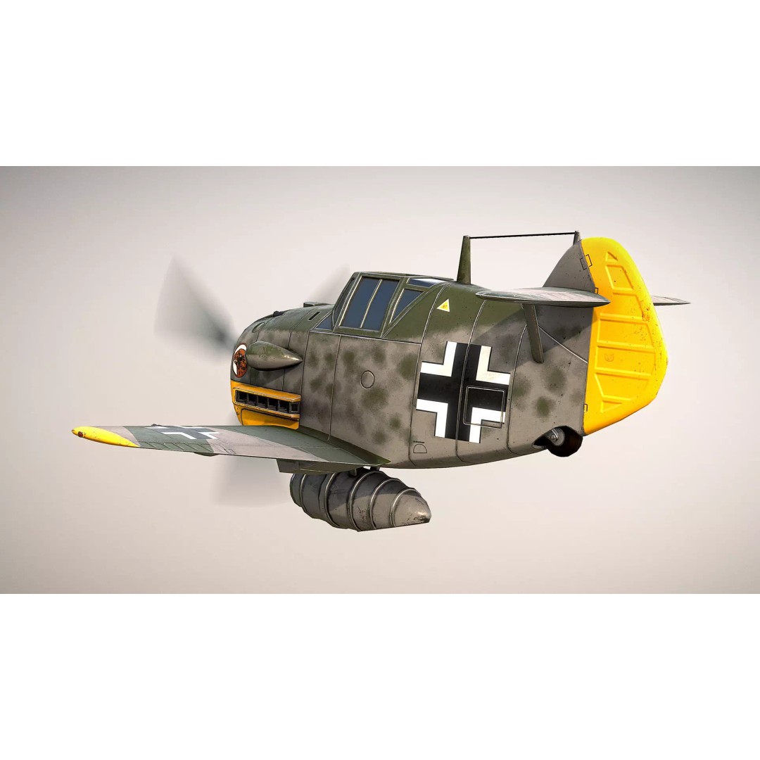 Messerschmitt Bf-109 3D Model – Toon Low Poly Game Asset, FBX - View 8