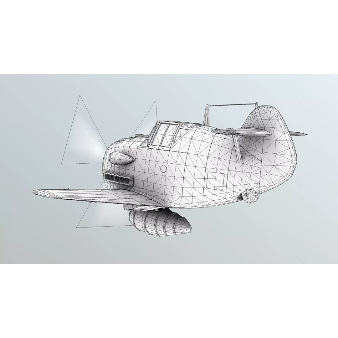 Messerschmitt Bf-109 3D Model – Toon Low Poly Game Asset, FBX - View 9