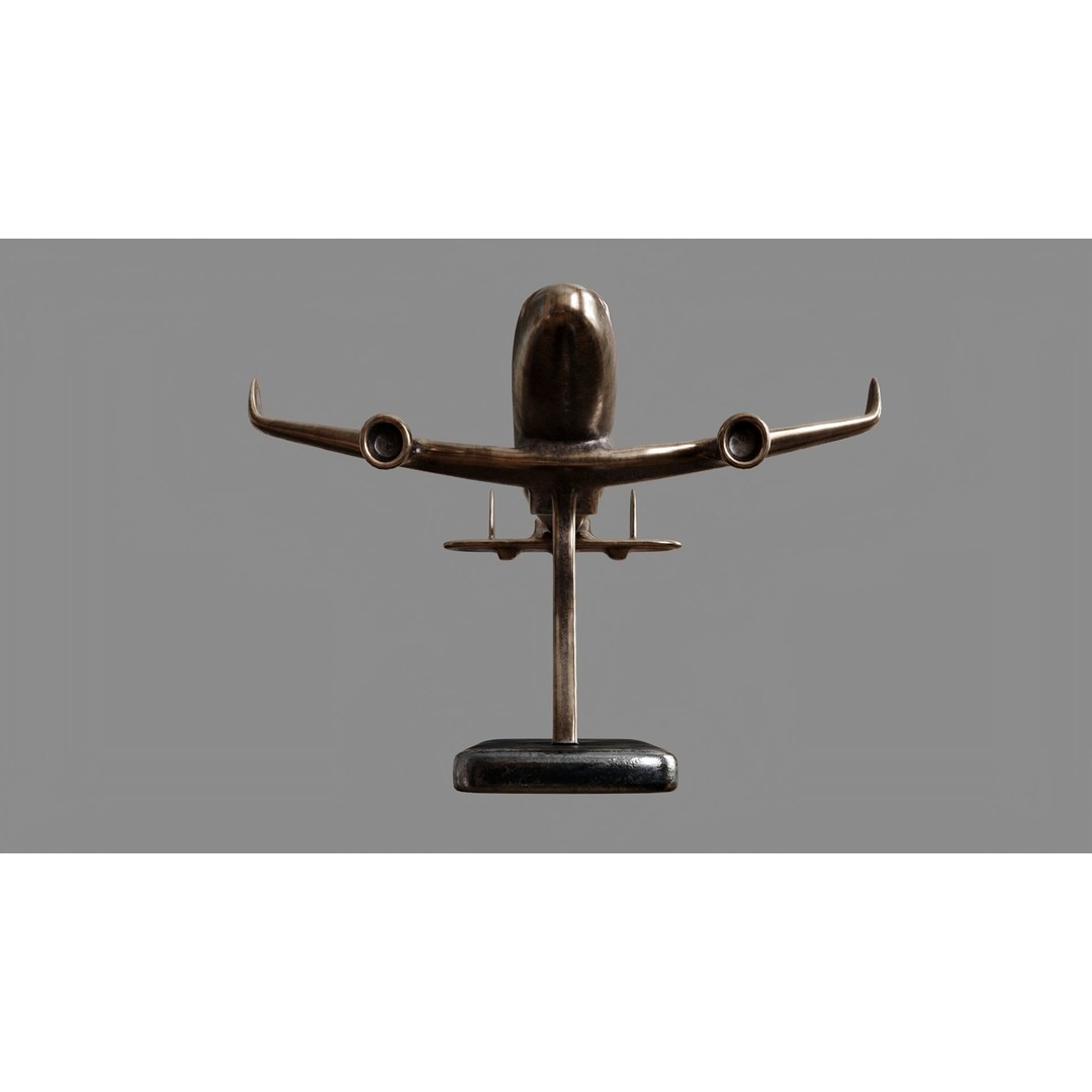 Vintage Airplane Sculpture 3D Model – High-Quality PBR Textures, FBX - View 3
