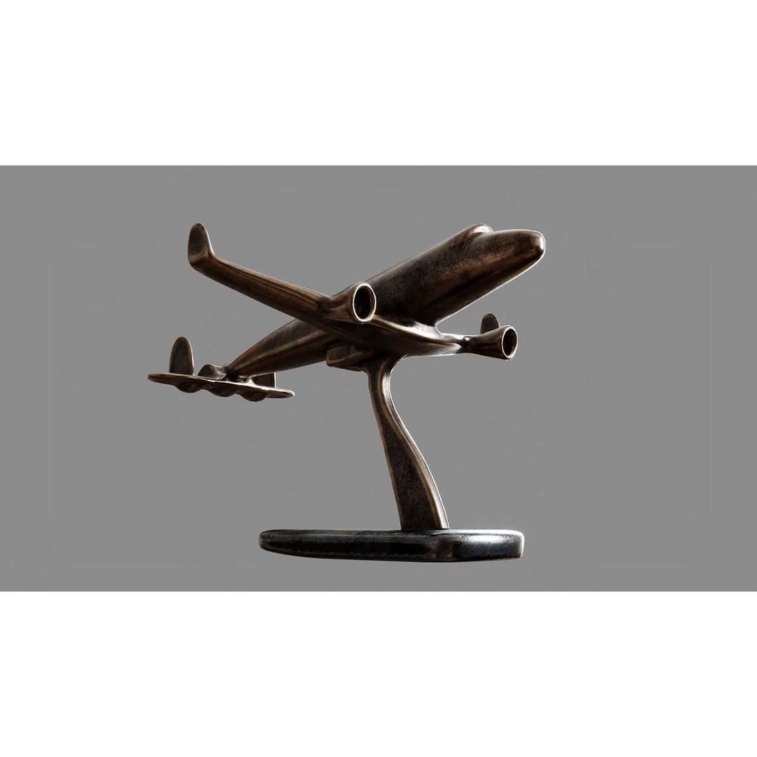 Vintage Airplane Sculpture 3D Model – High-Quality PBR Textures, FBX - View 4