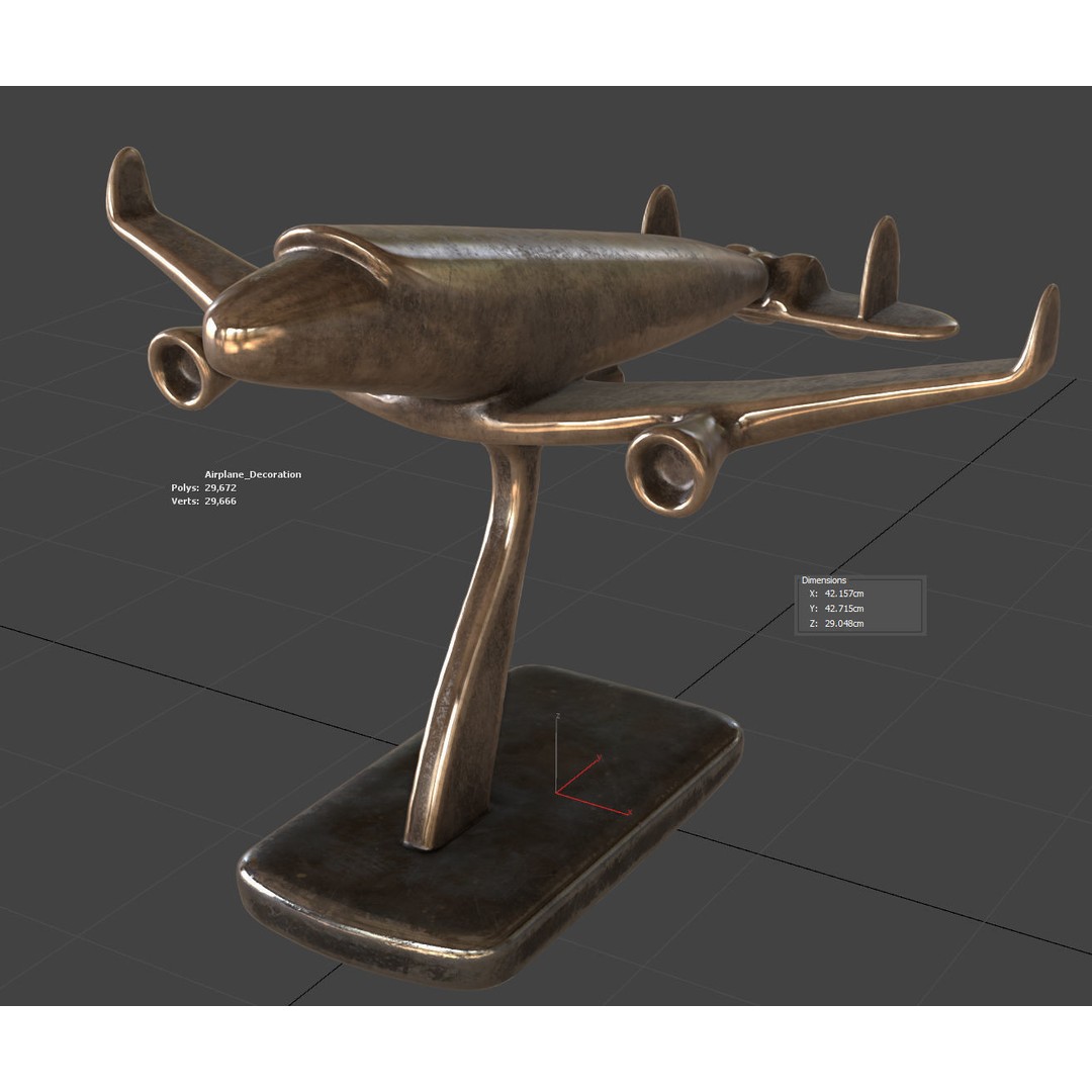 Vintage Airplane Sculpture 3D Model – High-Quality PBR Textures, FBX - View 6
