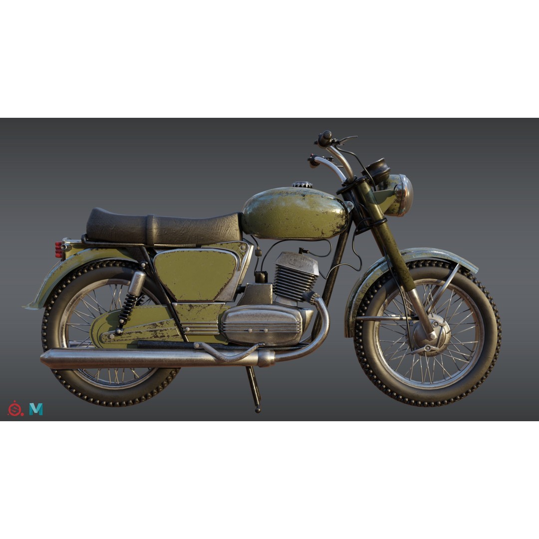 Yezdi Roadking 3D Model – Retro Motorcycle with PBR Textures, FBX - View 10