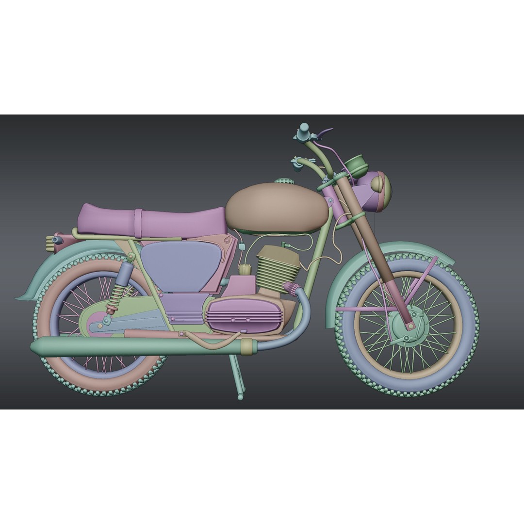 Yezdi Roadking 3D Model – Retro Motorcycle with PBR Textures, FBX - View 11