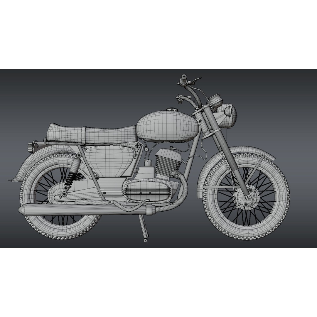 Yezdi Roadking 3D Model – Retro Motorcycle with PBR Textures, FBX - View 12