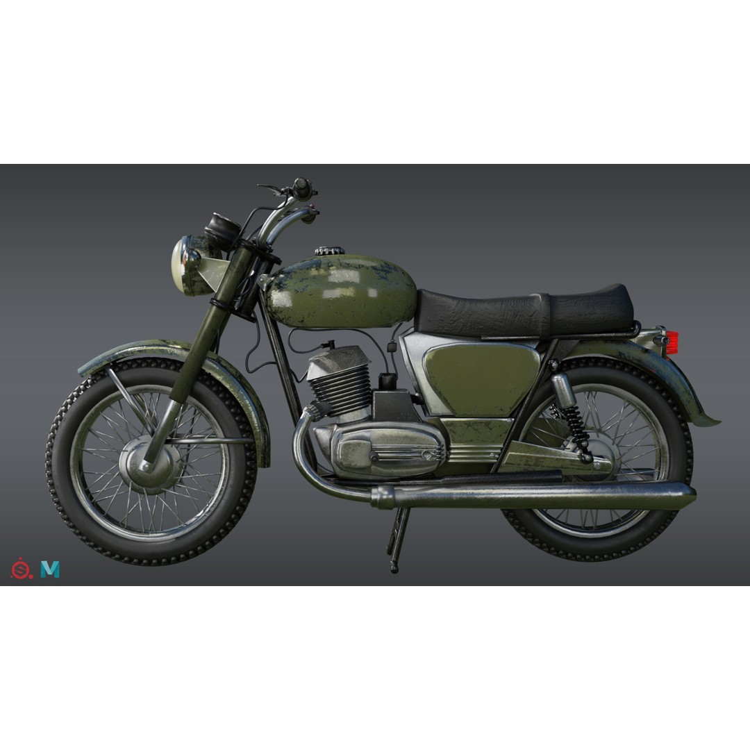 Yezdi Roadking 3D Model – Retro Motorcycle with PBR Textures, FBX - View 6