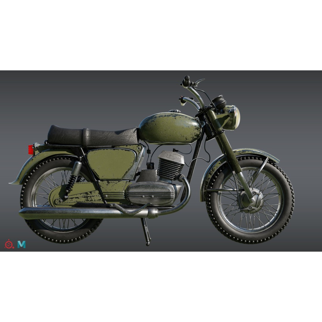 Yezdi Roadking 3D Model – Retro Motorcycle with PBR Textures, FBX - View 7