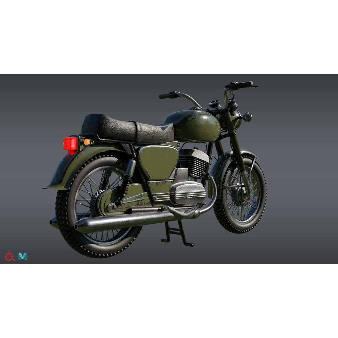 Yezdi Roadking 3D Model – Retro Motorcycle with PBR Textures, FBX - View 8