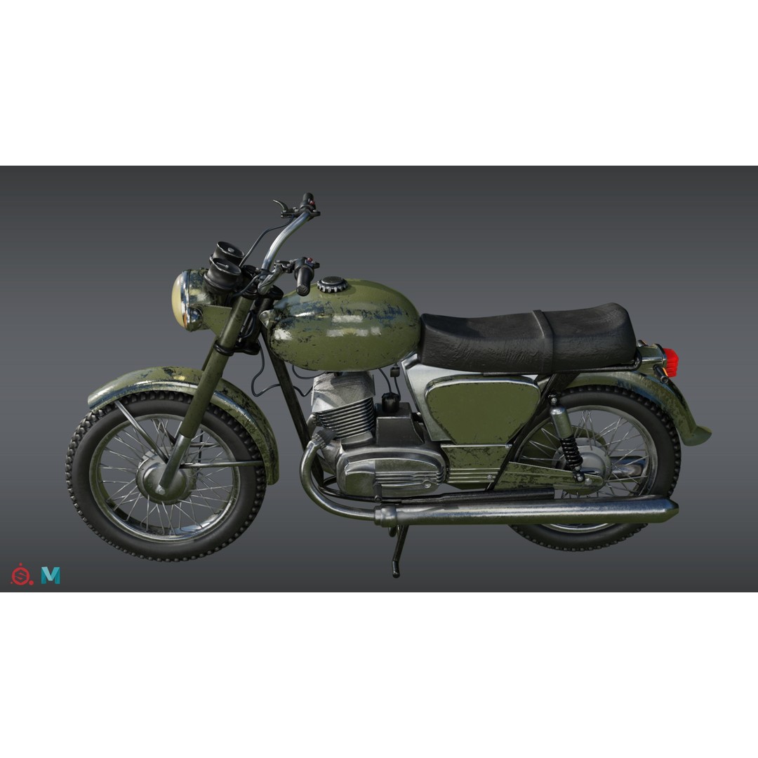 Yezdi Roadking 3D Model – Retro Motorcycle with PBR Textures, FBX - View 9