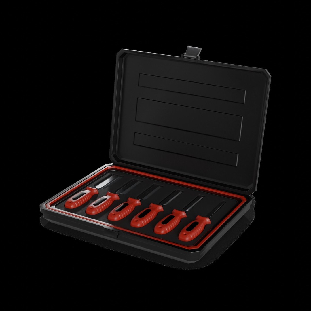 Chisel Set 3D Model – Realistic Low Poly DIY Essentials, FBX