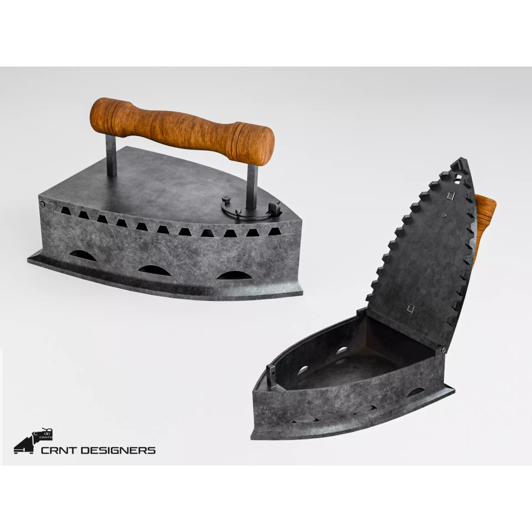 Vintage Coal Iron 3D Model – Low Poly PBR Asset, FBX, Blender - View 2