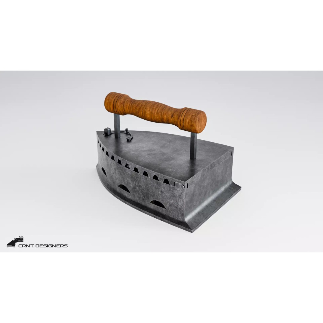 Vintage Coal Iron 3D Model – Low Poly PBR Asset, FBX, Blender - View 9