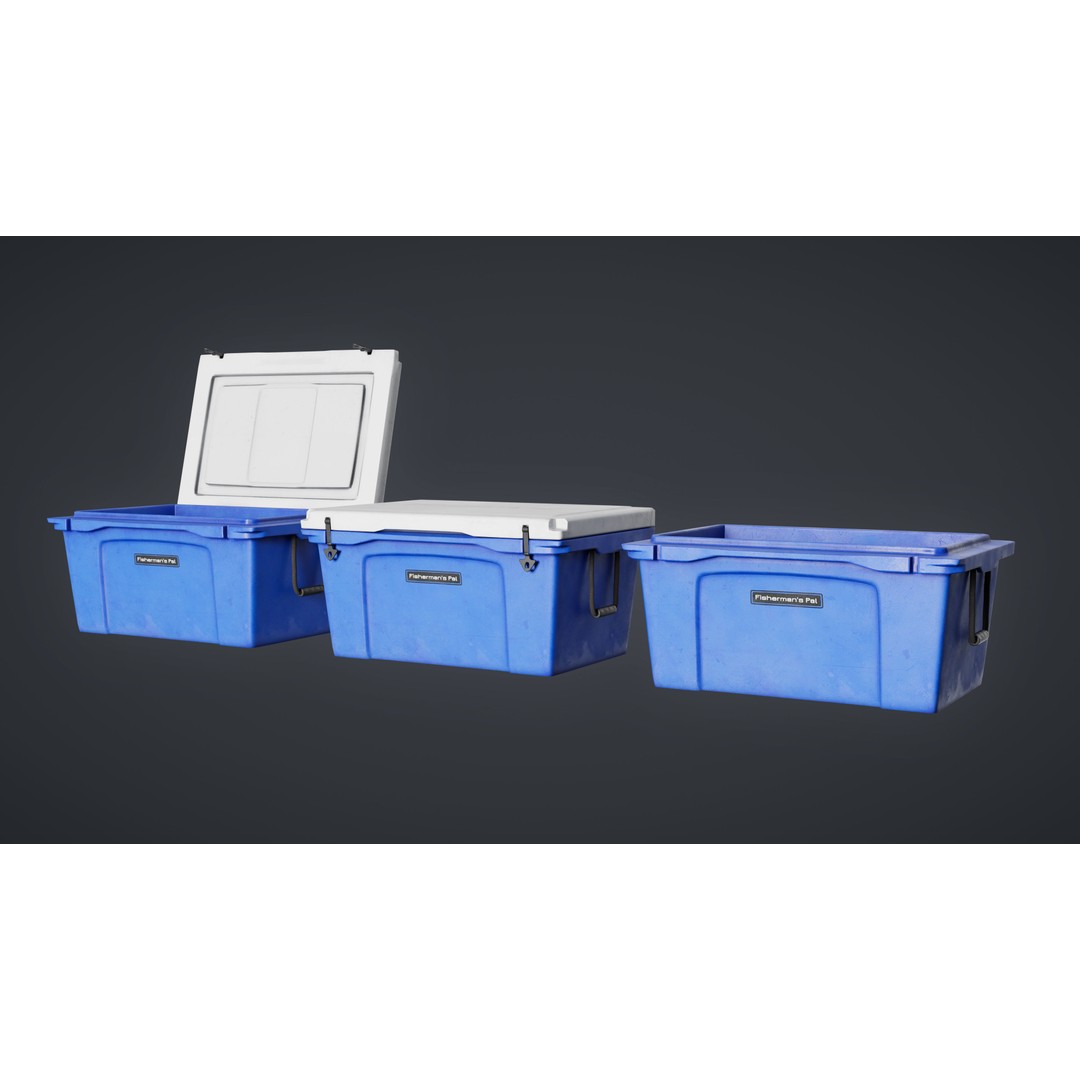 Fishing Cooler 3D Model – Low Poly Game Ready Asset, FBX - View 3