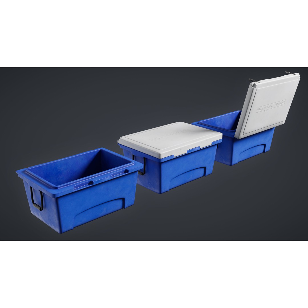 Fishing Cooler 3D Model – Low Poly Game Ready Asset, FBX - View 4