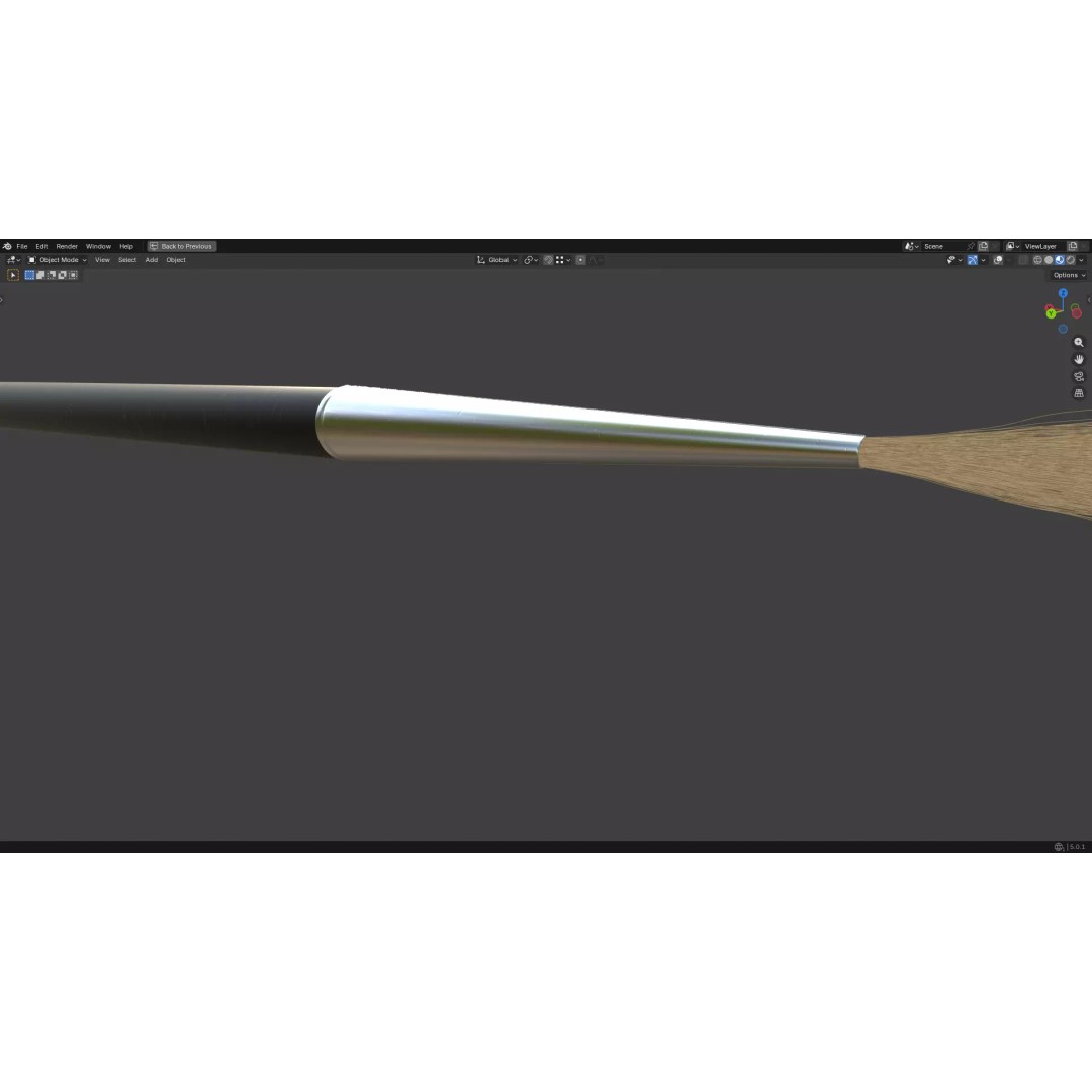 Artistic Paintbrush Round 3D Model – PBR Textured, FBX, Blender - View 10