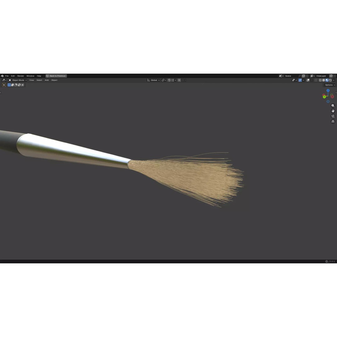 Artistic Paintbrush Round 3D Model – PBR Textured, FBX, Blender - View 11