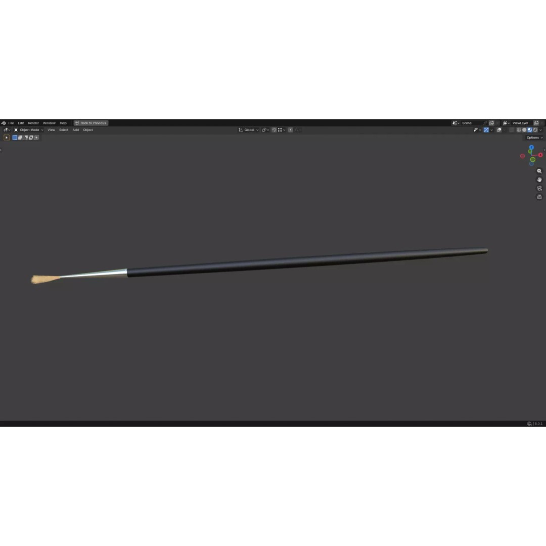 Artistic Paintbrush Round 3D Model – PBR Textured, FBX, Blender - View 13