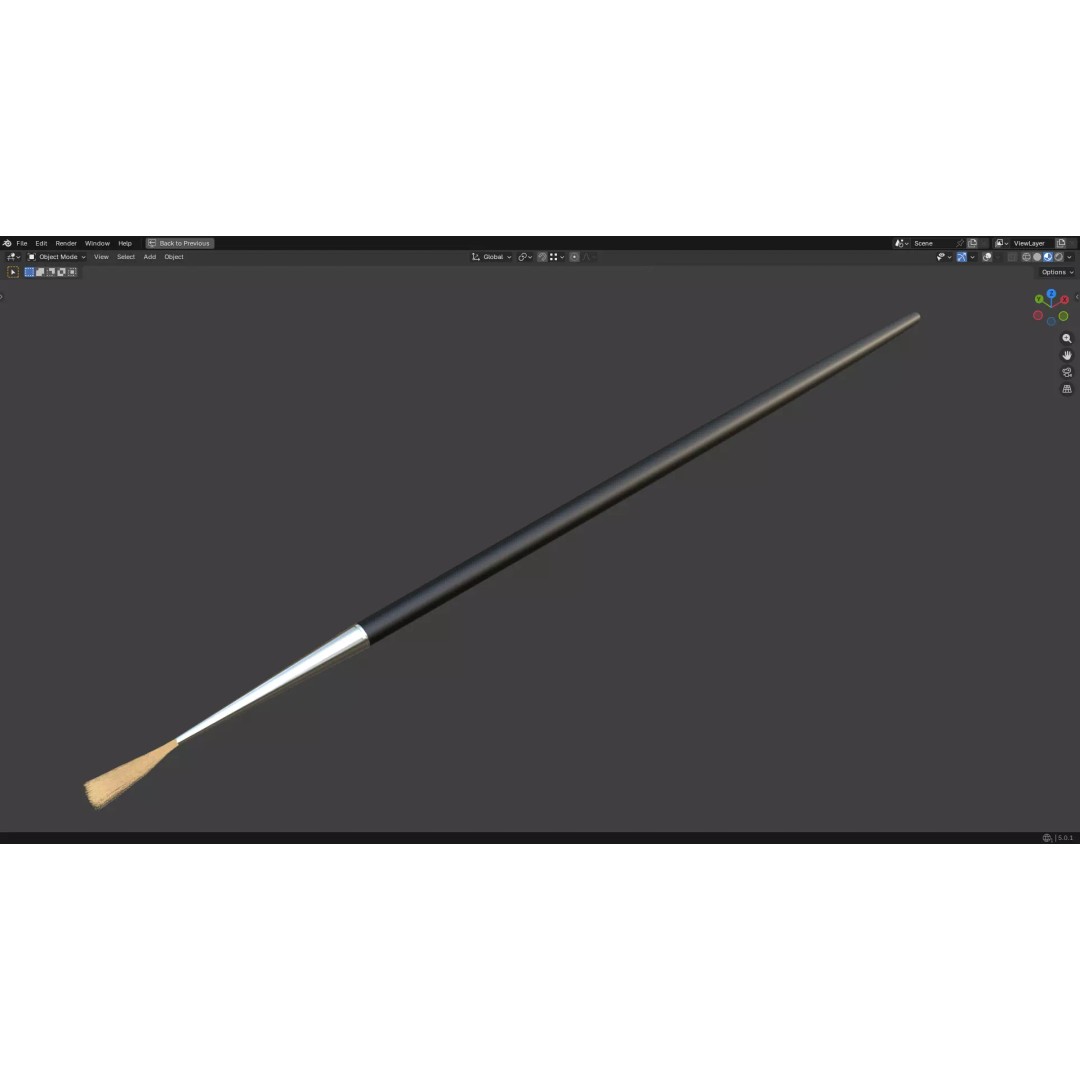 Artistic Paintbrush Round 3D Model – PBR Textured, FBX, Blender - View 14