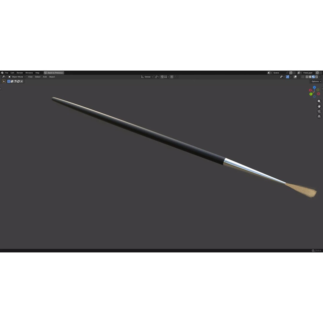 Artistic Paintbrush Round 3D Model – PBR Textured, FBX, Blender - View 7