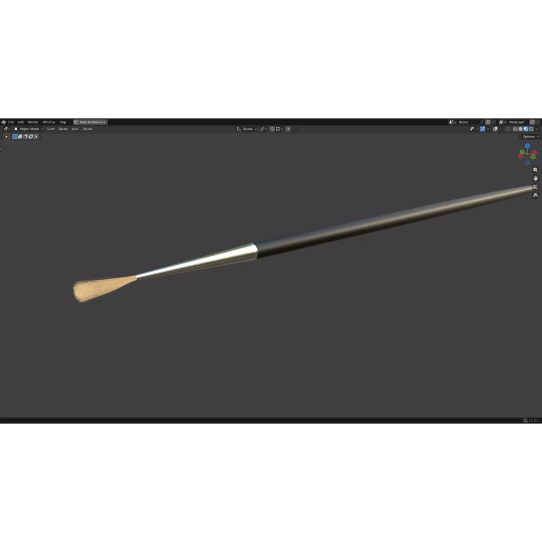 Artistic Paintbrush Round 3D Model – PBR Textured, FBX, Blender - View 8