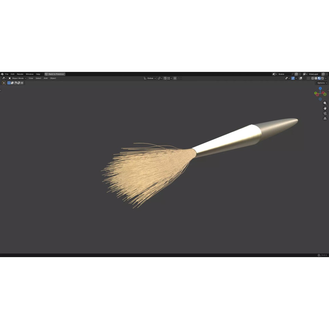 Artistic Paintbrush Round 3D Model – PBR Textured, FBX, Blender - View 9