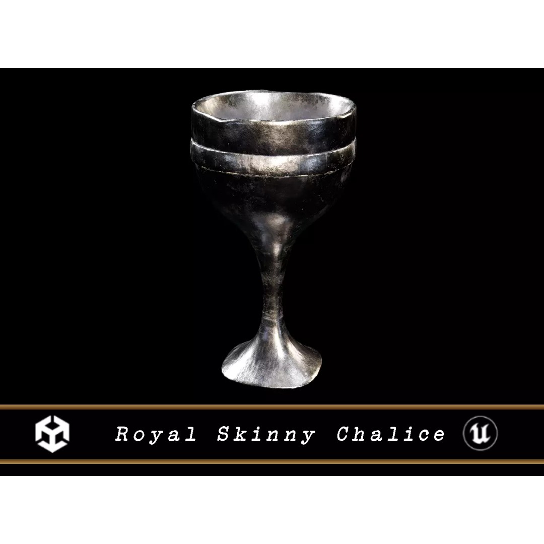 Royal Skinny Chalice 3D Model – Low Poly Kitchenware, FBX, PBR Textures - View 2