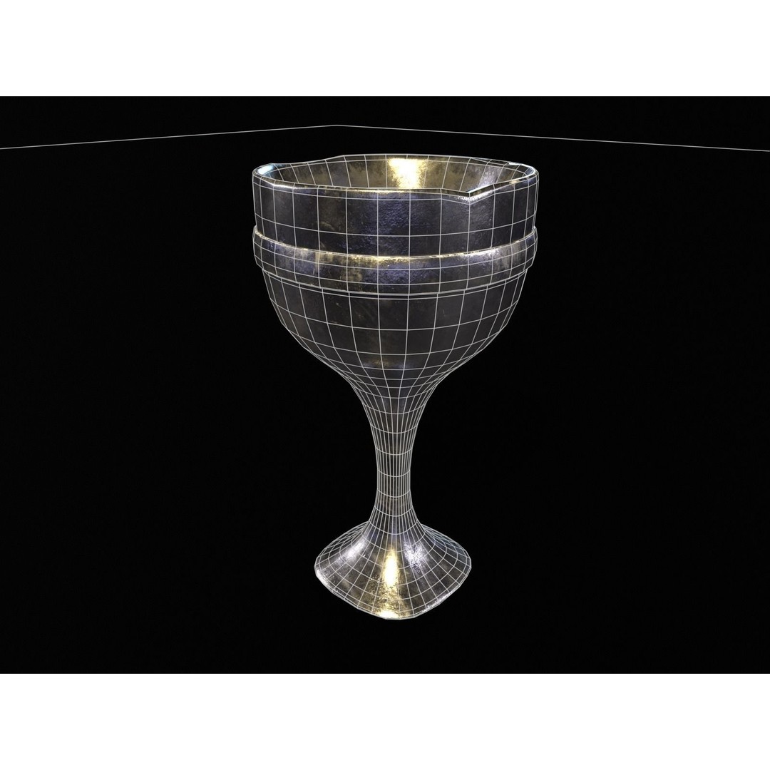 Royal Skinny Chalice 3D Model – Low Poly Kitchenware, FBX, PBR Textures - View 4