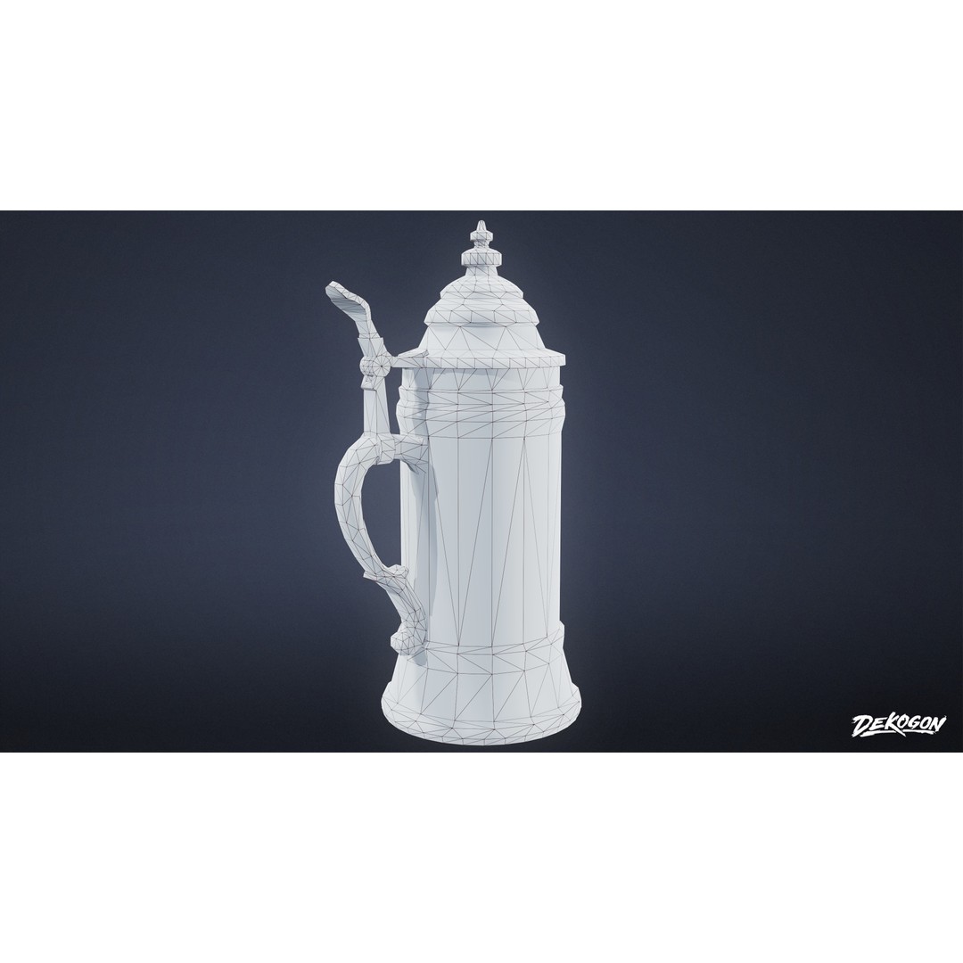 Ceramic Stein 3D Model – Low Poly Game Asset, FBX - View 10