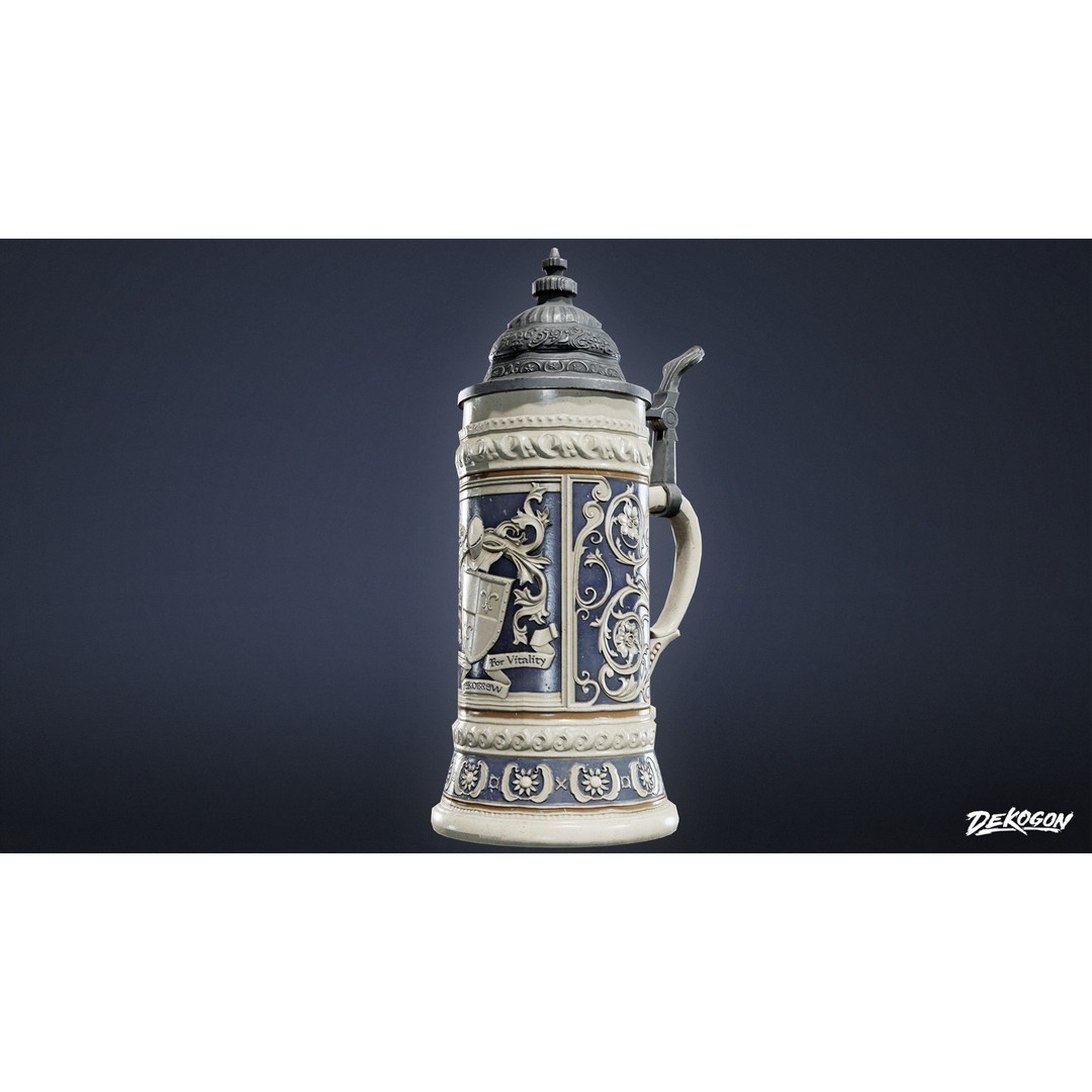 Ceramic Stein 3D Model – Low Poly Game Asset, FBX - View 6