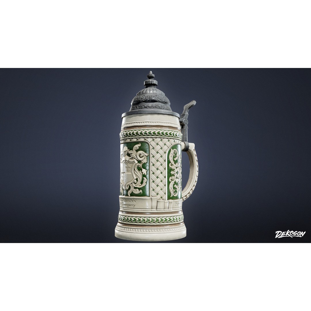 Ceramic Stein 3D Model – Low Poly Game Asset, FBX - View 7