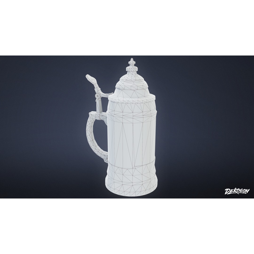 Ceramic Stein 3D Model – Low Poly Game Asset, FBX - View 9