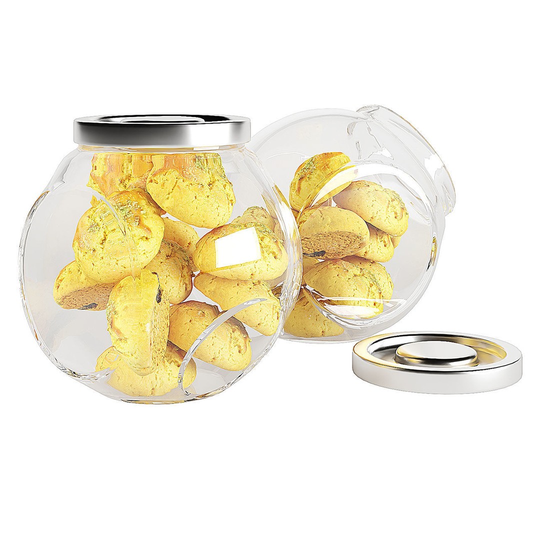 Chocolate Chip Cookies 3D Model – PBR Textured Glass Jar for Games - View 3