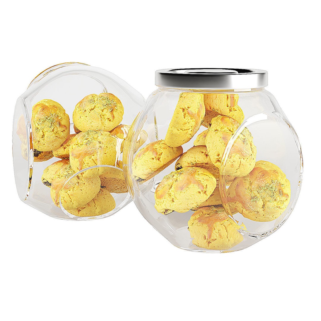 Chocolate Chip Cookies 3D Model – PBR Textured Glass Jar for Games - View 4