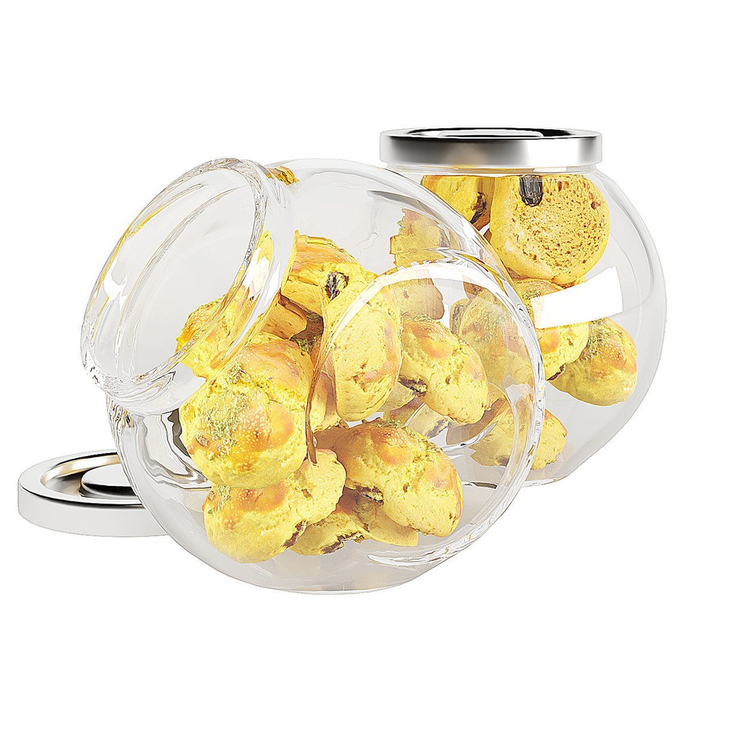 Chocolate Chip Cookies 3D Model – PBR Textured Glass Jar for Games - View 5