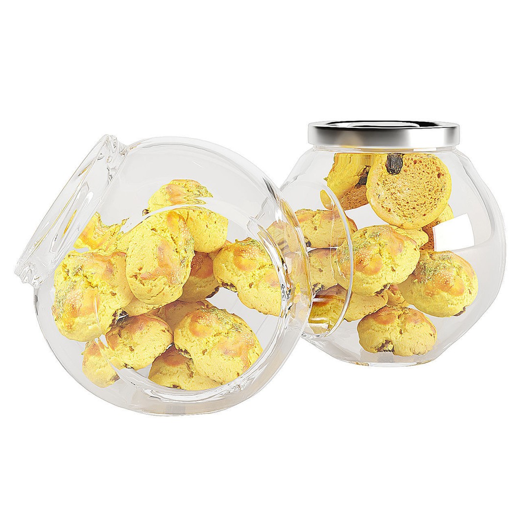 Chocolate Chip Cookies 3D Model – PBR Textured Glass Jar for Games - View 6
