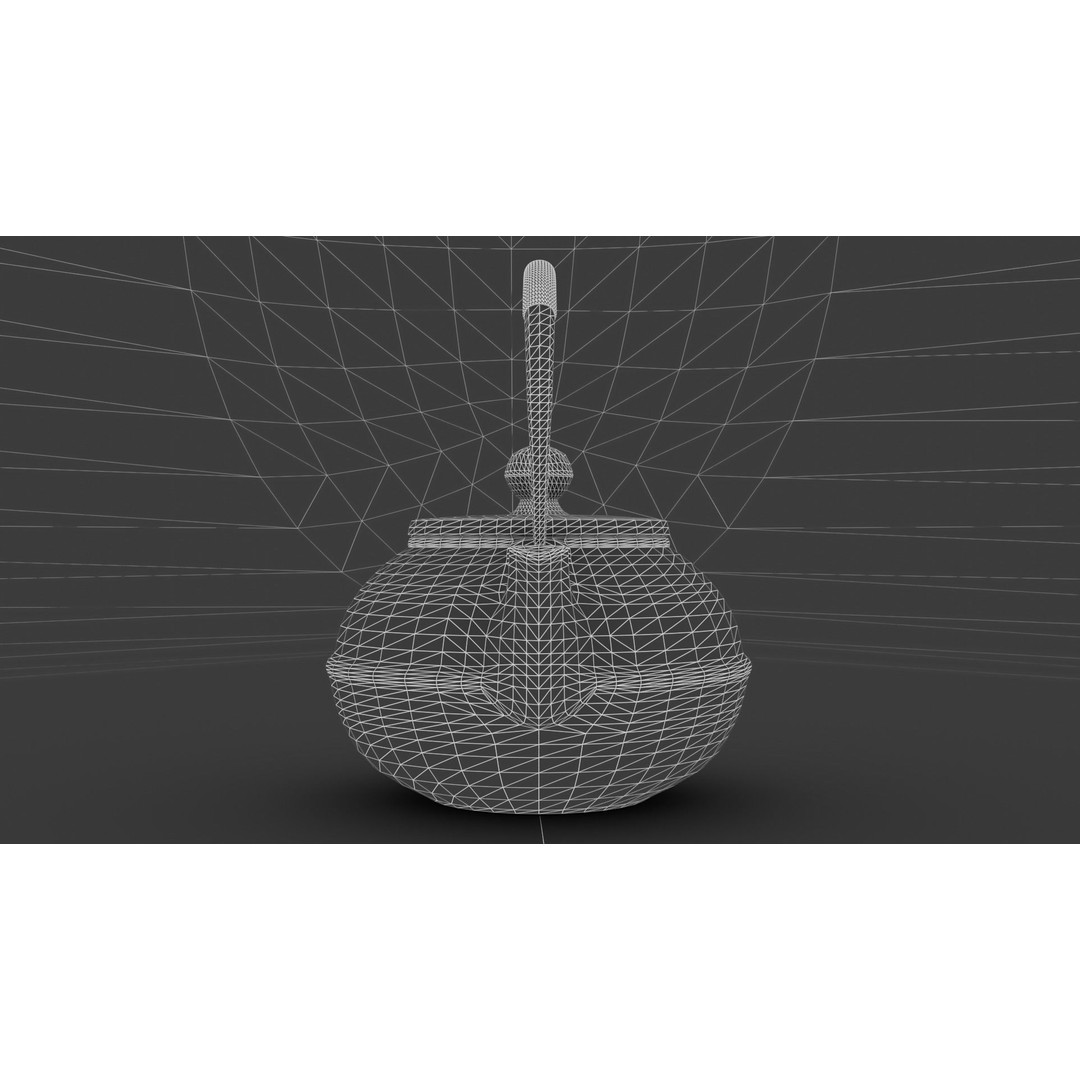 Oriental Iron Teapot 3D Model – Photorealistic Kitchenware, PBR, Blender