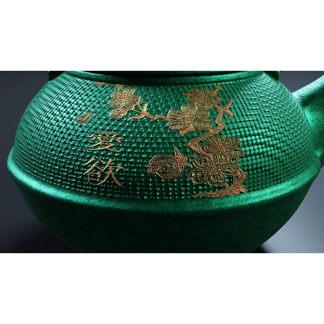Oriental Iron Teapot 3D Model – Photorealistic Kitchenware, PBR, Blender - View 11