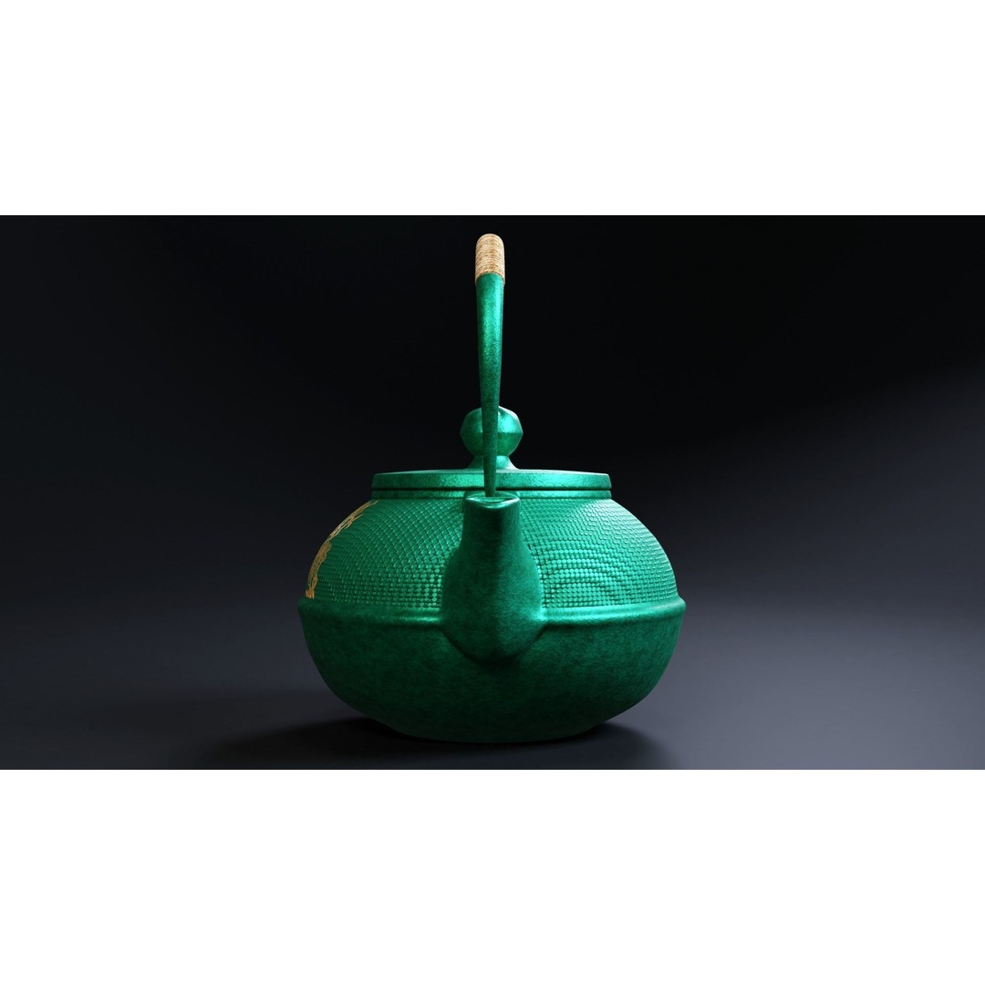 Oriental Iron Teapot 3D Model – Photorealistic Kitchenware, PBR, Blender - View 13