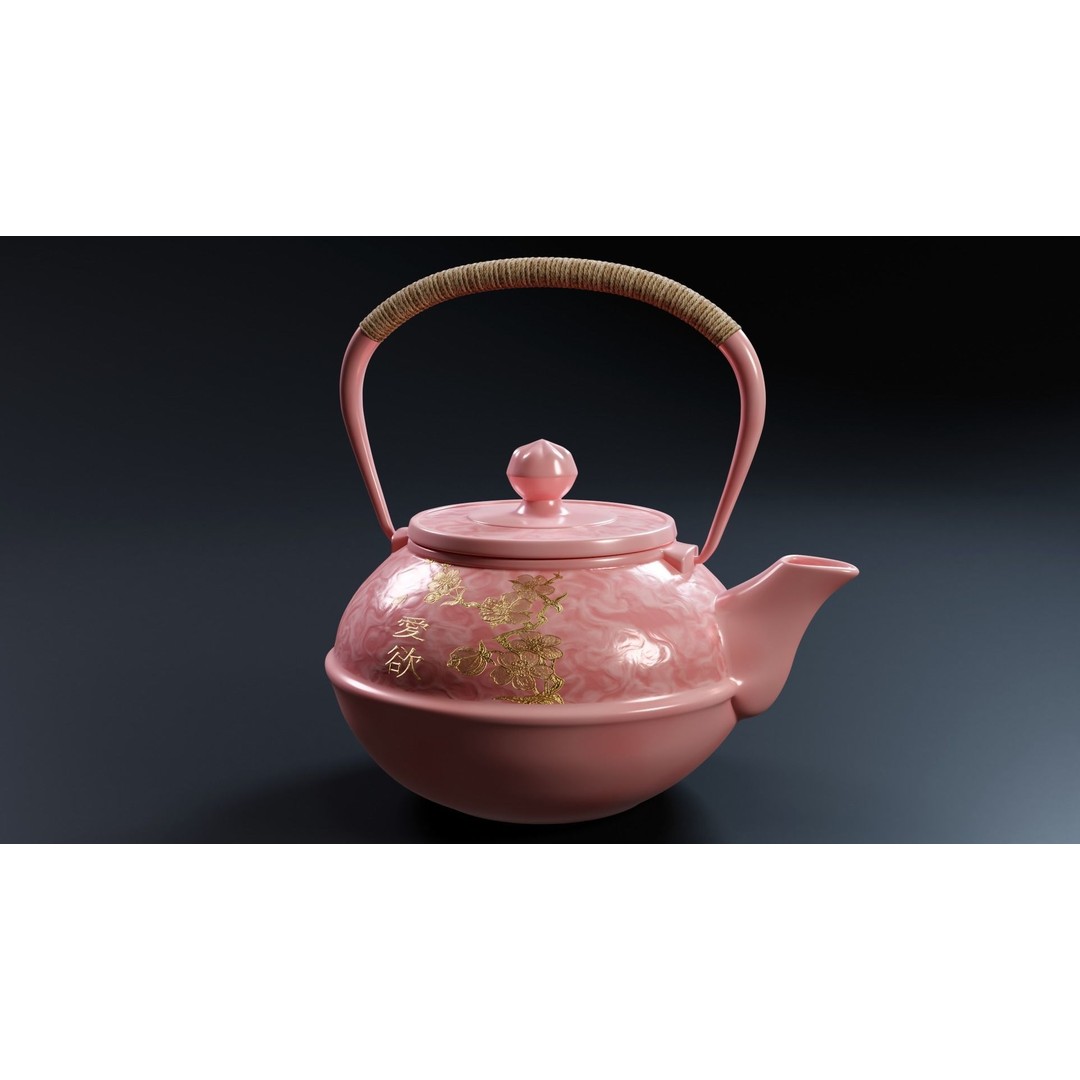 Oriental Iron Teapot 3D Model – Photorealistic Kitchenware, PBR, Blender - View 14