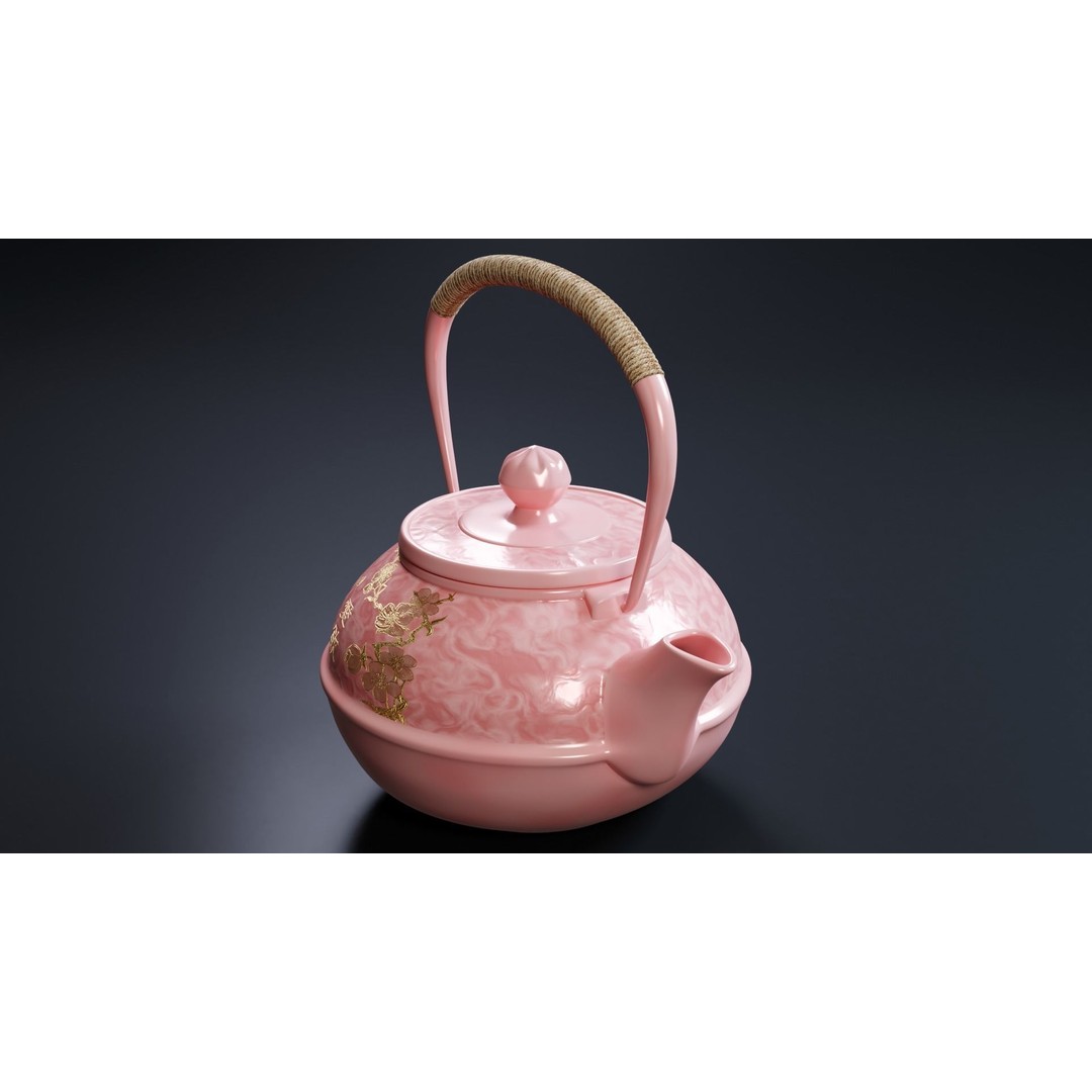 Oriental Iron Teapot 3D Model – Photorealistic Kitchenware, PBR, Blender - View 15