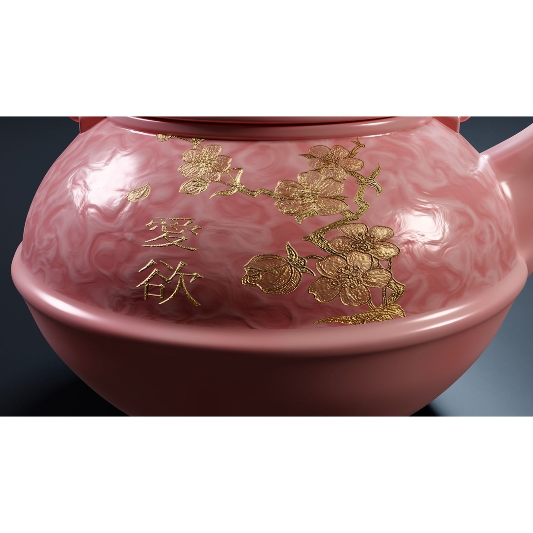 Oriental Iron Teapot 3D Model – Photorealistic Kitchenware, PBR, Blender - View 18