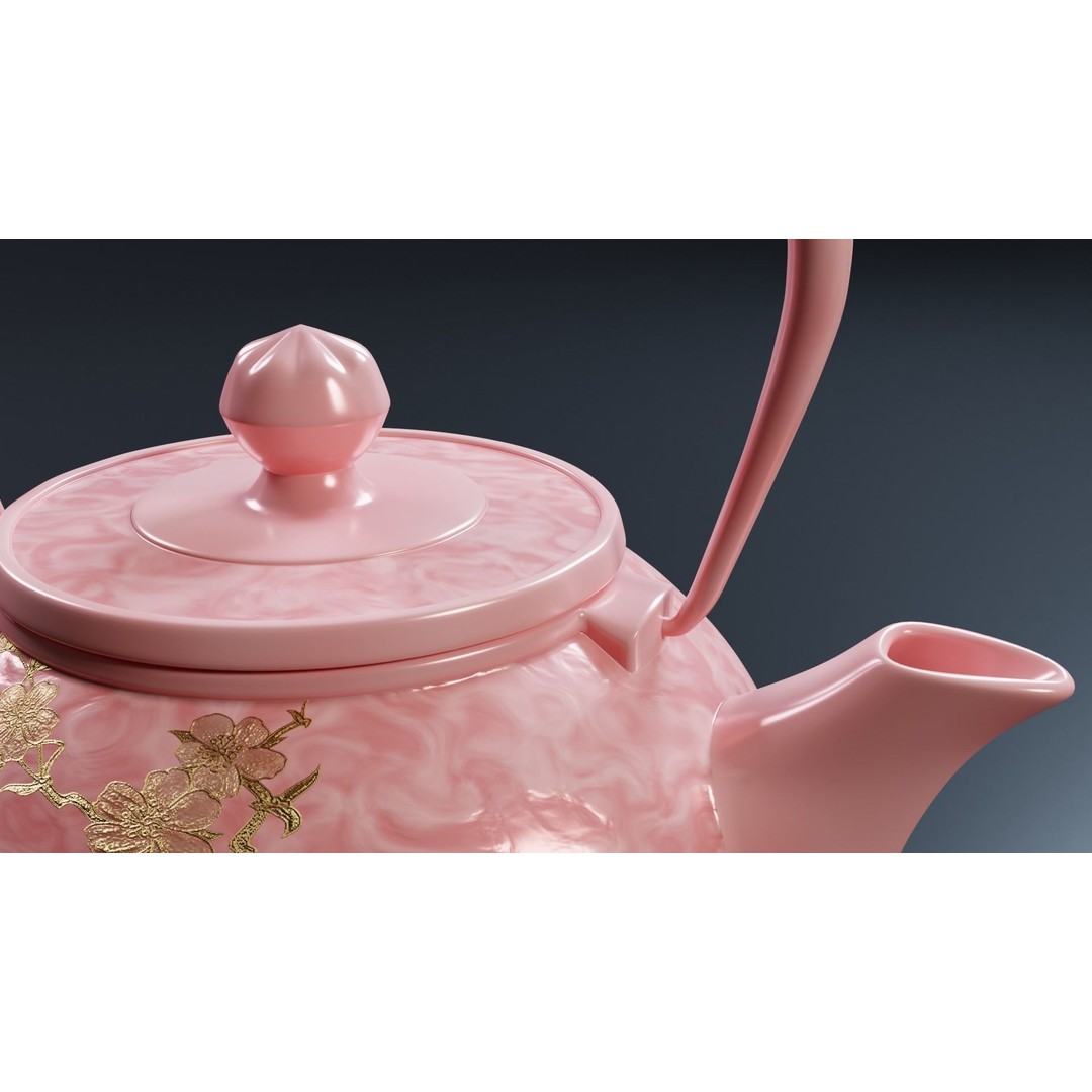 Oriental Iron Teapot 3D Model – Photorealistic Kitchenware, PBR, Blender - View 19
