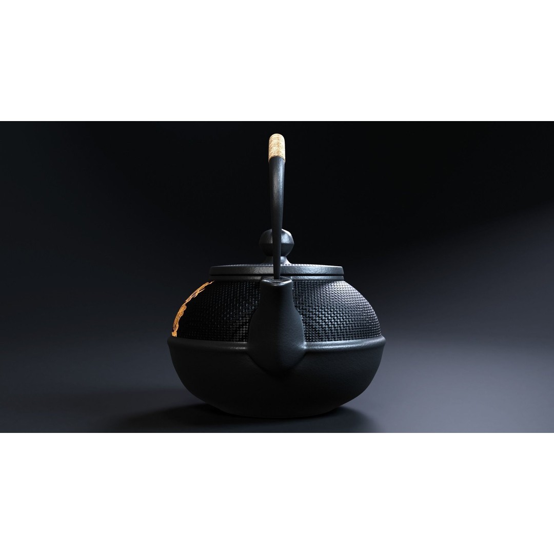 Oriental Iron Teapot 3D Model – Photorealistic Kitchenware, PBR, Blender - View 7