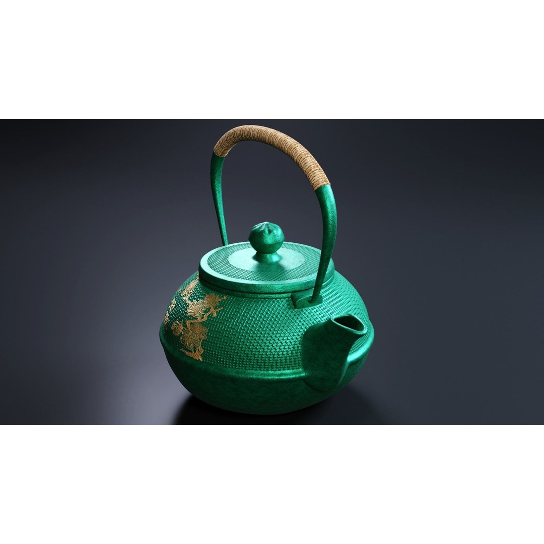 Oriental Iron Teapot 3D Model – Photorealistic Kitchenware, PBR, Blender - View 9