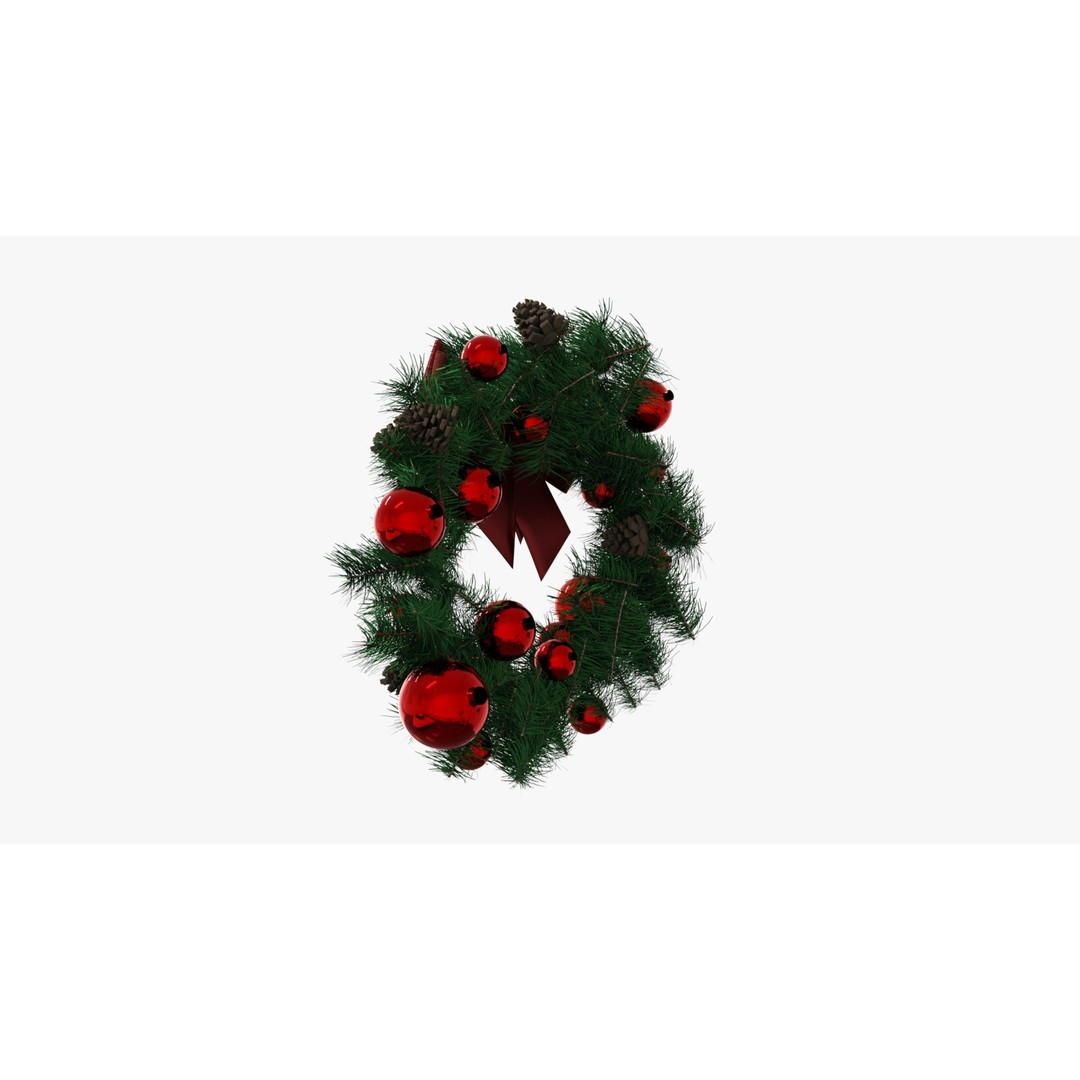 Wreath Red Ball 3D Model – Low Poly Decorative Asset, FBX