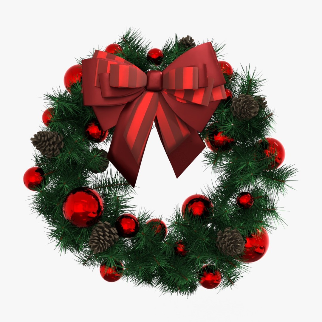 Wreath Red Ball 3D Model – Low Poly Decorative Asset, FBX - View 3