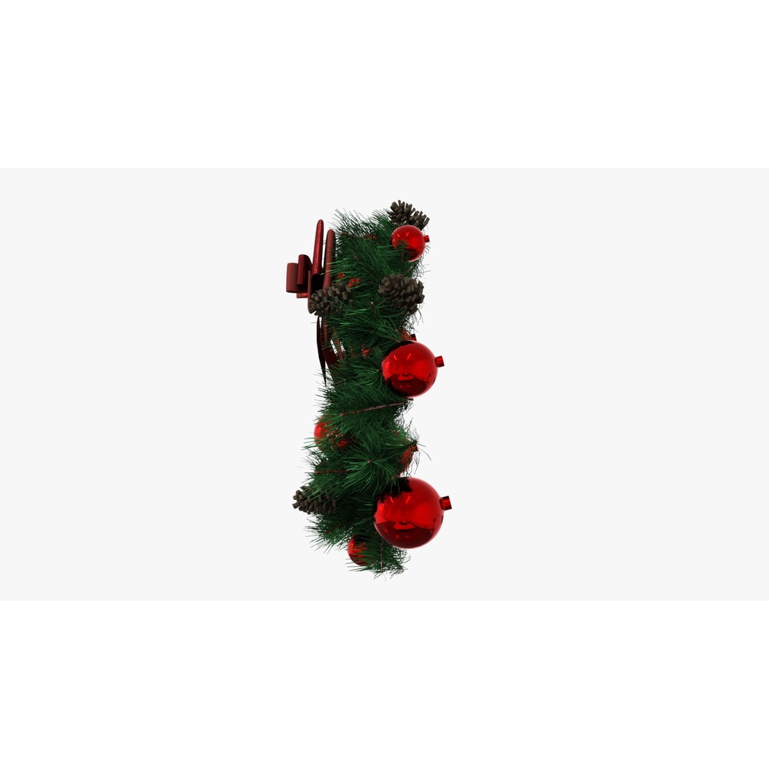 Wreath Red Ball 3D Model – Low Poly Decorative Asset, FBX - View 4